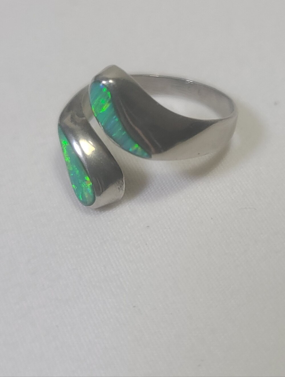 Mexico Sterling Silver 925 Opal Adjustable Ring Size 8.5 - Picture 2 of 8
